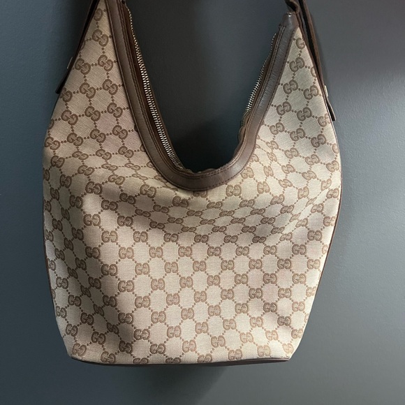 Gucci Handbags - Gucci Beige and Brown Hobo Bag